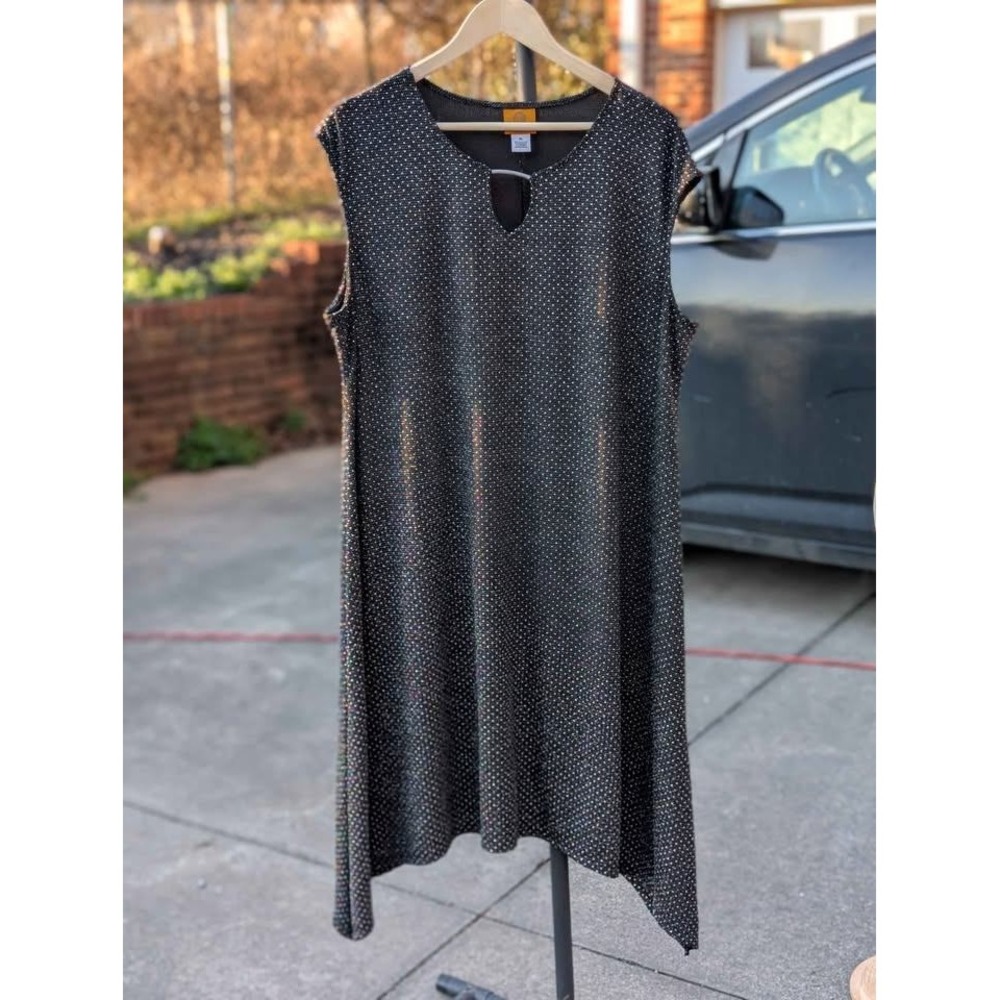 Ruby Rd Black Metallic Sparkle Asymmetrical Dress XL Sleeveless‎ Shimmer Party